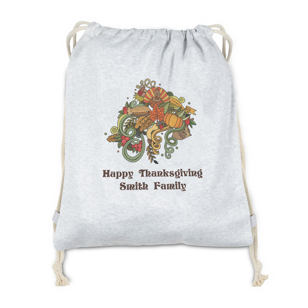 Custom Happy Thanksgiving Drawstring Backpack - Sweatshirt Fleece - Double Sided (Personalized)