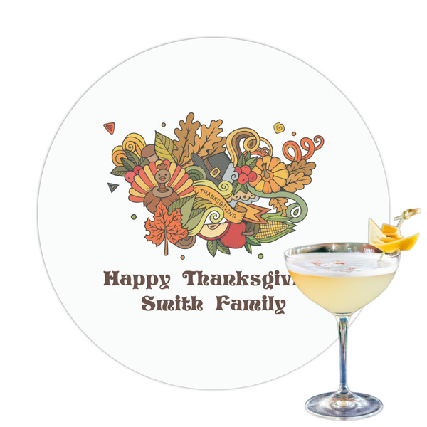 Custom Happy Thanksgiving Printed Drink Topper - 3.25" (Personalized)