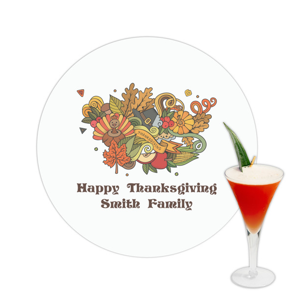 Custom Happy Thanksgiving Printed Drink Topper -  2.5" (Personalized)