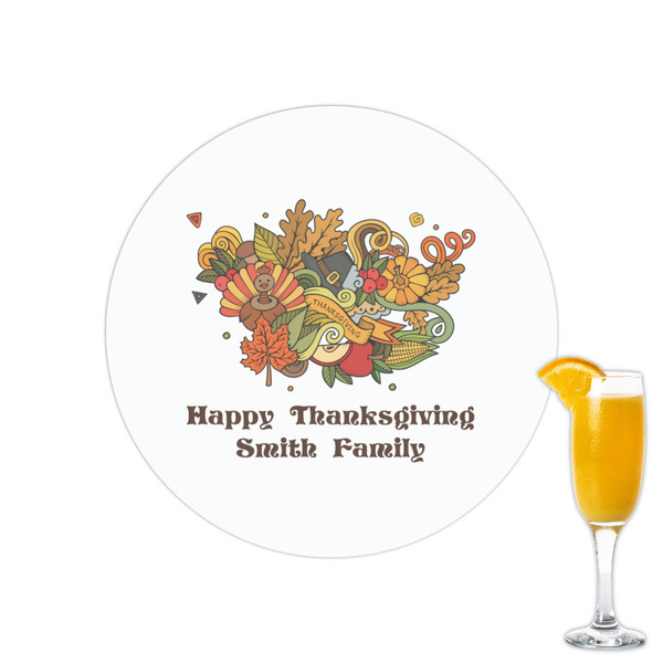 Custom Happy Thanksgiving Printed Drink Topper - 2.15" (Personalized)