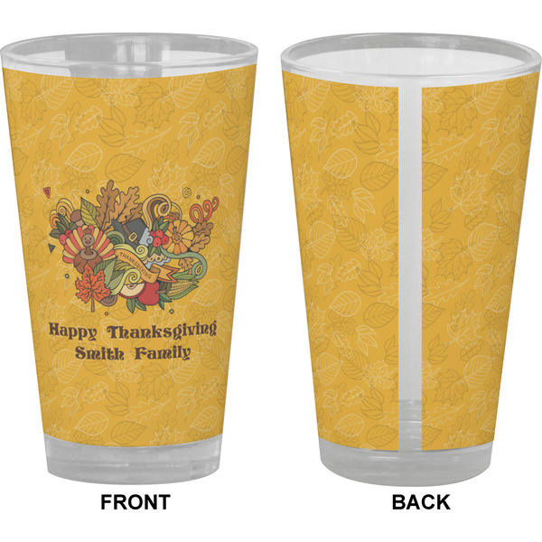Happy Thanksgiving Pint Glass - Full Color - Front & Back Views