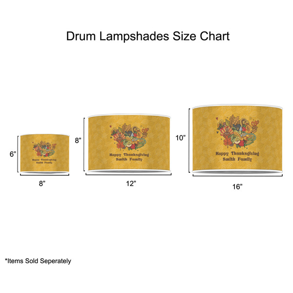 Happy Thanksgiving Drum Lampshades - Sizing Chart