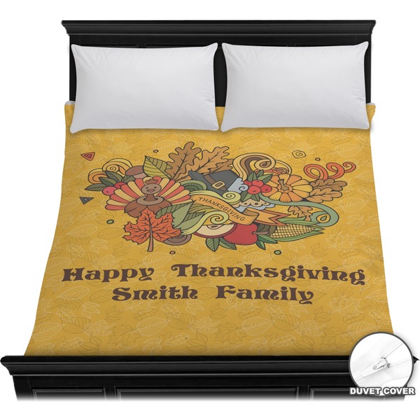 Custom Happy Thanksgiving Duvet Cover - Full / Queen (Personalized)