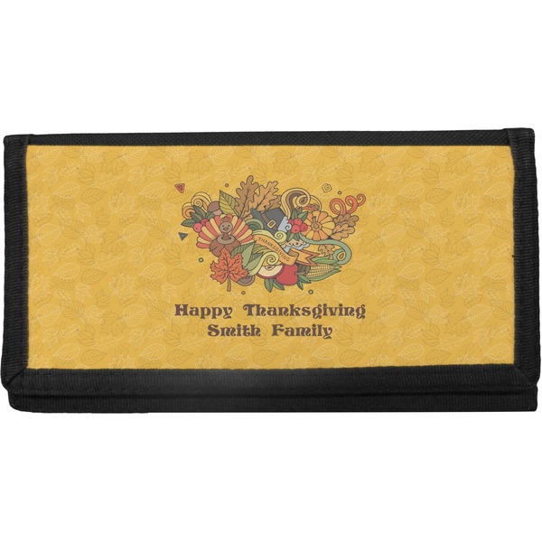 Custom Happy Thanksgiving Canvas Checkbook Cover (Personalized)