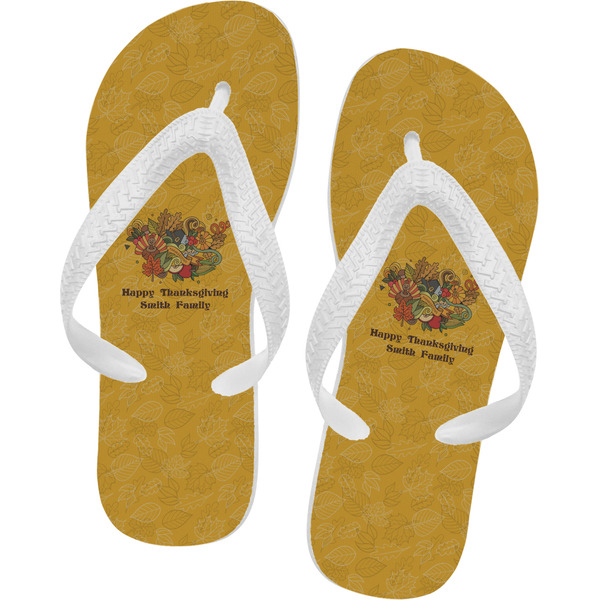 Custom Happy Thanksgiving Flip Flops - Small (Personalized)