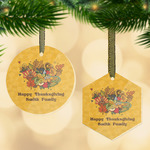 Happy Thanksgiving Flat Glass Ornament w/ Name or Text