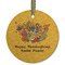 Happy Thanksgiving Flat Glass Ornament - Round w/ Name or Text
