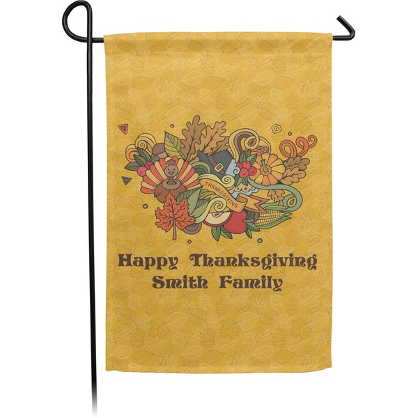 Custom Happy Thanksgiving Small Garden Flag - Double Sided w/ Name or Text