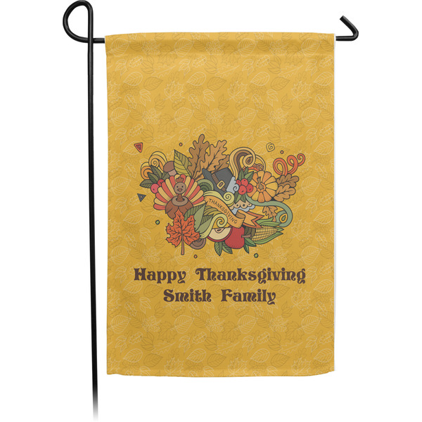 Custom Happy Thanksgiving Small Garden Flag - Single Sided w/ Name or Text