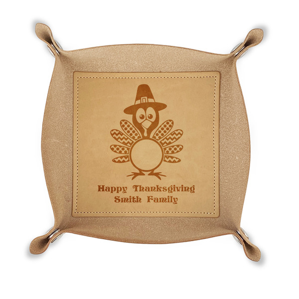 Custom Happy Thanksgiving Genuine Leather Dice Tray (Personalized)