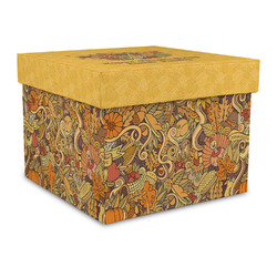 Happy Thanksgiving Gift Box with Lid - Canvas Wrapped - Large (Personalized)