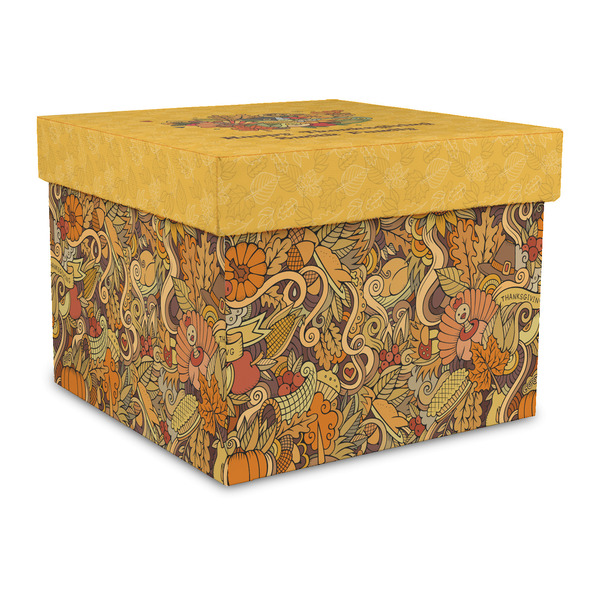 Custom Happy Thanksgiving Gift Box with Lid - Canvas Wrapped - Large (Personalized)