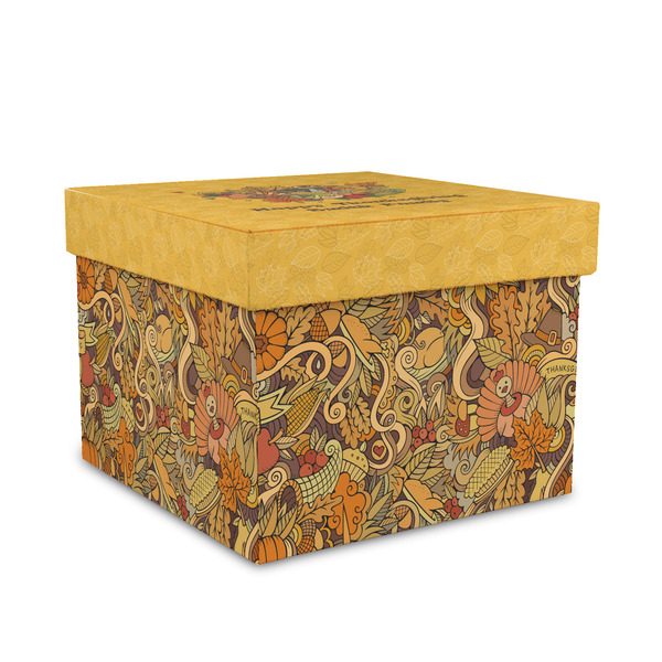 Custom Happy Thanksgiving Gift Box with Lid - Canvas Wrapped - Medium (Personalized)