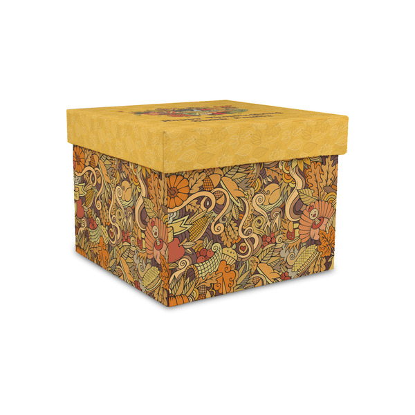 Custom Happy Thanksgiving Gift Box with Lid - Canvas Wrapped - Small (Personalized)