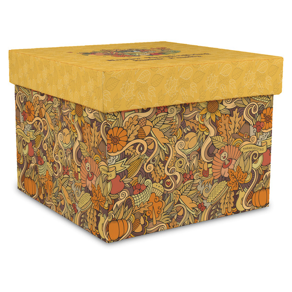 Custom Happy Thanksgiving Gift Box with Lid - Canvas Wrapped - X-Large (Personalized)