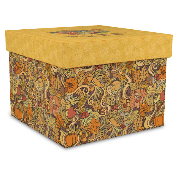 Custom Happy Thanksgiving Gift Box with Lid - Canvas Wrapped - X-Large (Personalized)