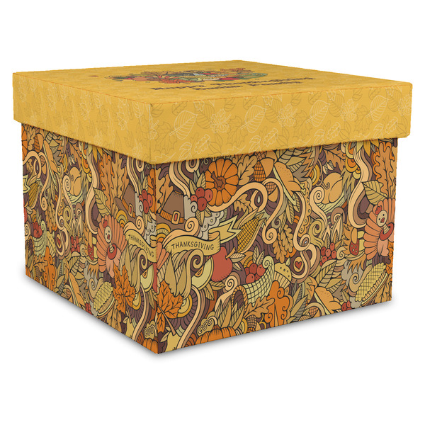 Custom Happy Thanksgiving Gift Box with Lid - Canvas Wrapped - XX-Large (Personalized)