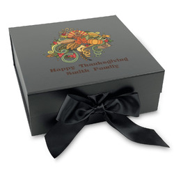 Happy Thanksgiving Gift Box with Magnetic Lid - Black (Personalized)