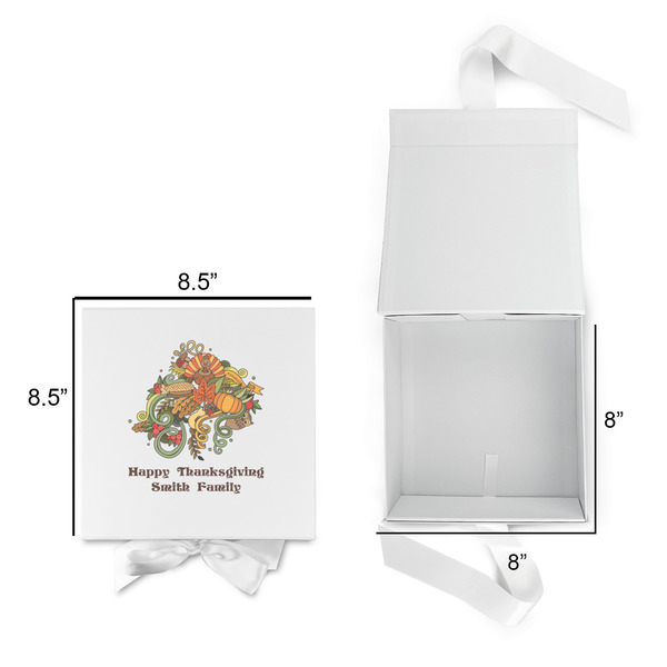 Happy Thanksgiving Gift Boxes with Magnetic Lid - White - Open & Closed