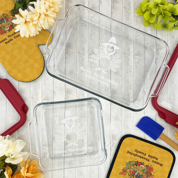 Happy Thanksgiving Glass Baking Dish Set - LIFESTYLE