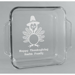 Happy Thanksgiving Glass Cake Dish - 8in x 8in (Personalized)