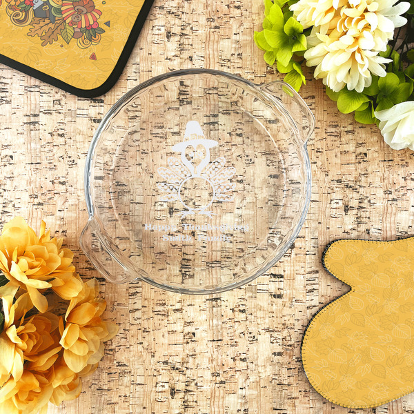 Happy Thanksgiving Glass Pie Dish - LIFESTYLE