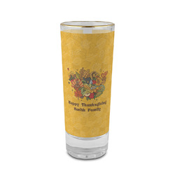 Happy Thanksgiving 2 oz Shot Glass -  Glass with Gold Rim - Set of 4 (Personalized)