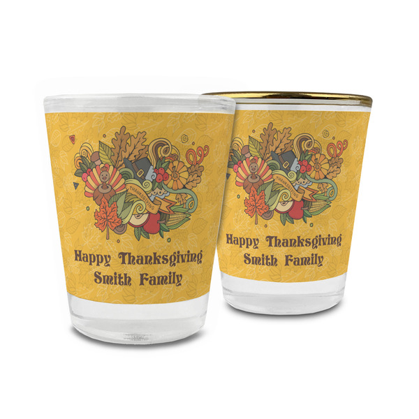 Custom Happy Thanksgiving Glass Shot Glass - 1.5 oz (Personalized)