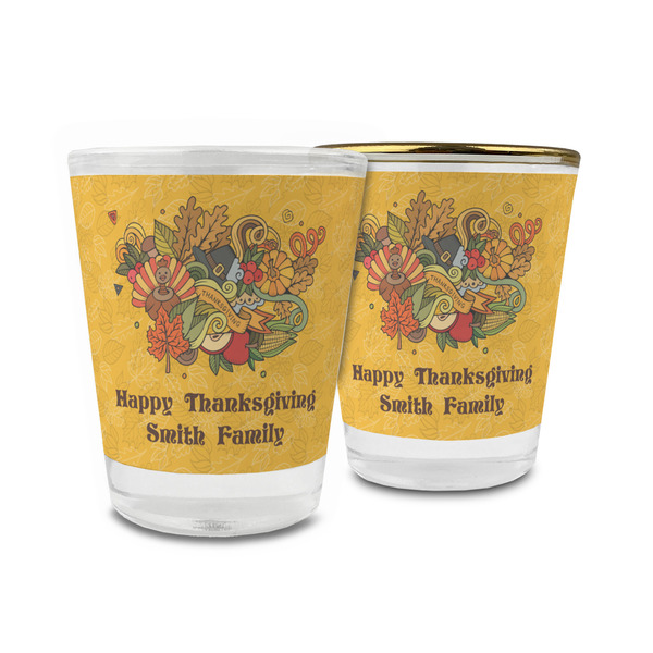 Custom Happy Thanksgiving Glass Shot Glass - 1.5 oz (Personalized)