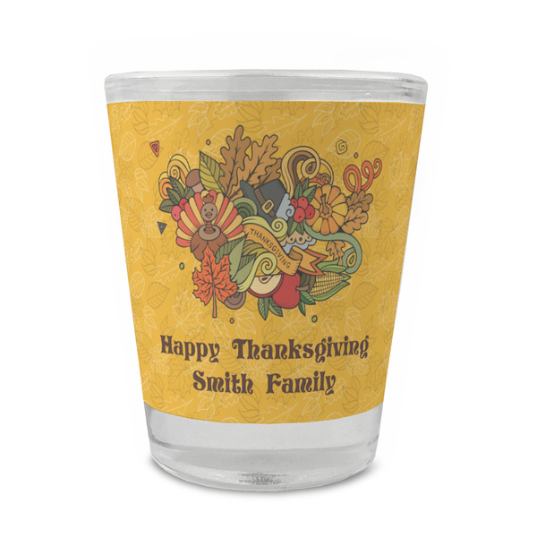 Custom Happy Thanksgiving Glass Shot Glass - 1.5 oz - Set of 4 (Personalized)