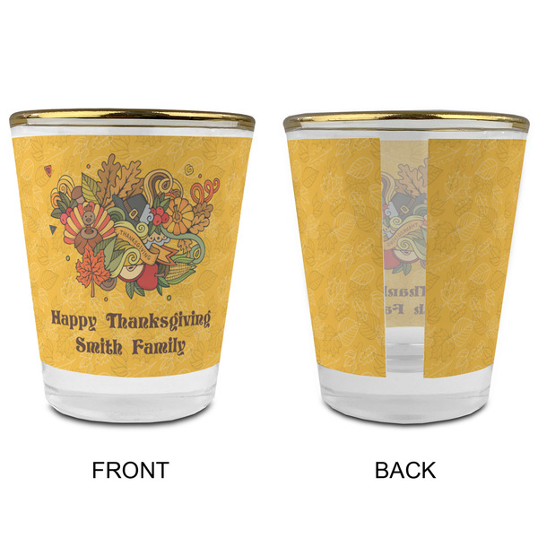 Happy Thanksgiving Glass Shot Glass - with gold rim - APPROVAL