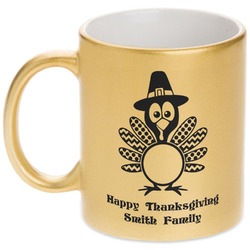 Happy Thanksgiving Metallic Gold Mug (Personalized)
