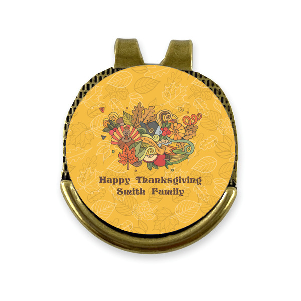 Custom Happy Thanksgiving Golf Ball Marker - Hat Clip - Gold