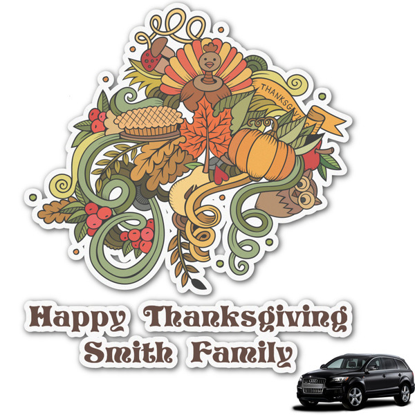 Custom Happy Thanksgiving Graphic Car Decal (Personalized)