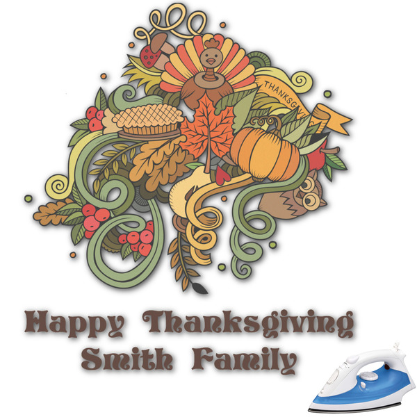 Custom Happy Thanksgiving Graphic Iron On Transfer - Up to 4.5"x4.5" (Personalized)