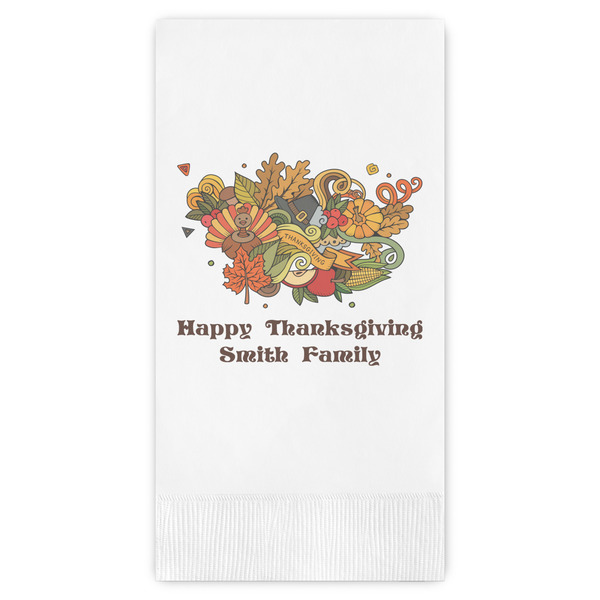 Custom Happy Thanksgiving Guest Napkins - Full Color - Embossed Edge (Personalized)