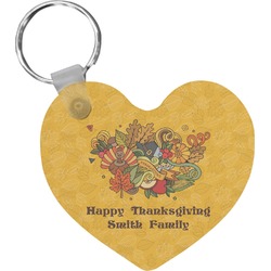 Happy Thanksgiving Heart Plastic Keychain w/ Name or Text