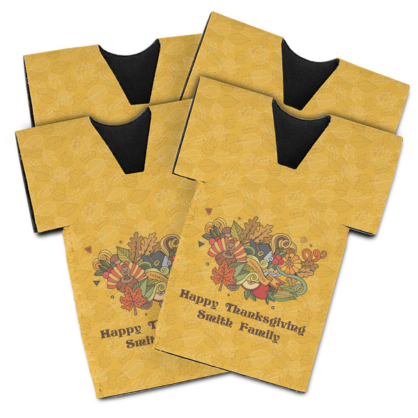 Happy Thanksgiving Jersey Bottle Cooler - Set of 4 - MAIN (flat)