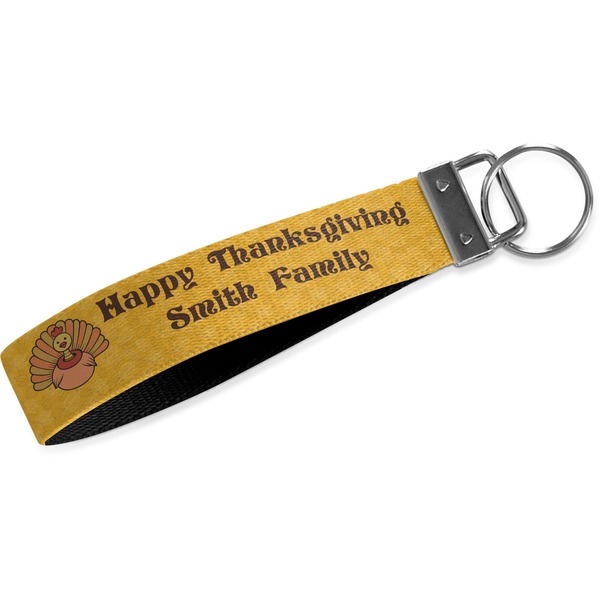 Custom Happy Thanksgiving Webbing Keychain Fob - Large (Personalized)