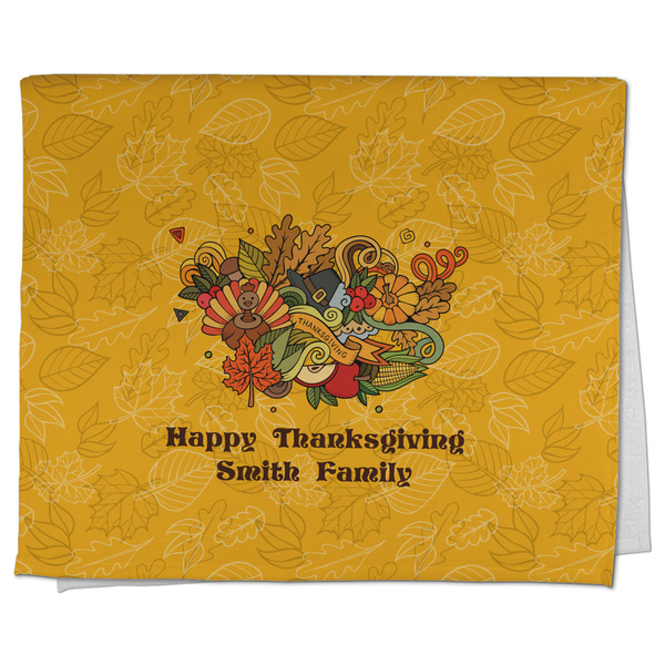 Custom Happy Thanksgiving Kitchen Towel - Poly Cotton w/ Name or Text