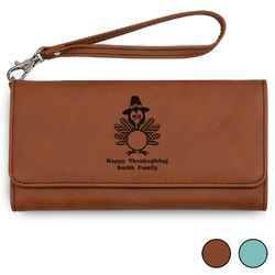 Happy Thanksgiving Ladies Leather Wallet - Laser Engraved (Personalized)