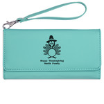 Happy Thanksgiving Ladies Leatherette Wallet - Laser Engraved- Teal (Personalized)