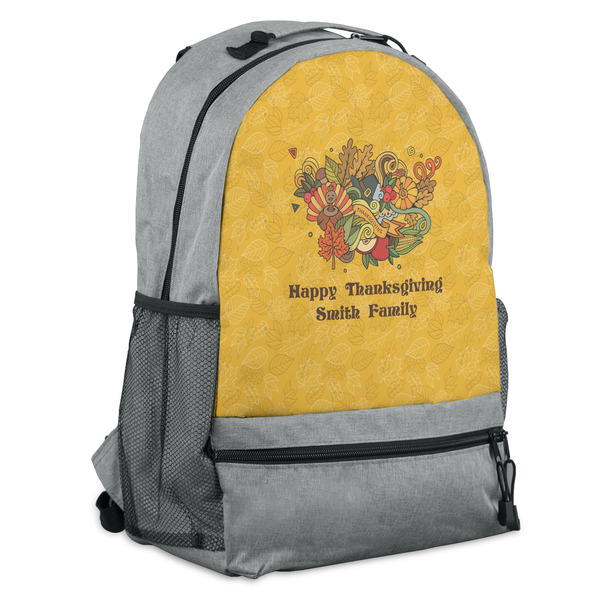 Custom Happy Thanksgiving Backpack - Grey (Personalized)