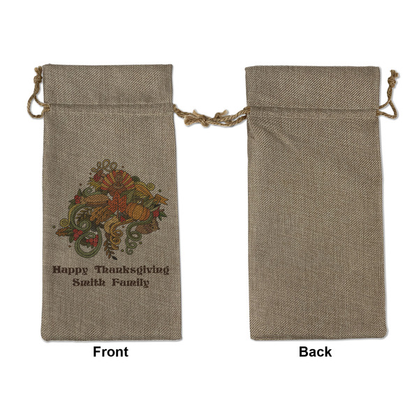 Happy Thanksgiving Large Burlap Gift Bags - Front Approval