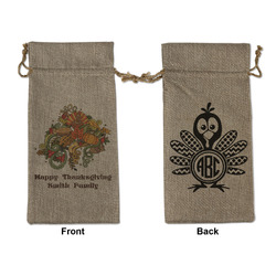 Happy Thanksgiving Large Burlap Gift Bag - Front & Back (Personalized)