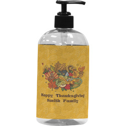 Happy Thanksgiving Plastic Soap / Lotion Dispenser (16 oz - Large - Black) (Personalized)