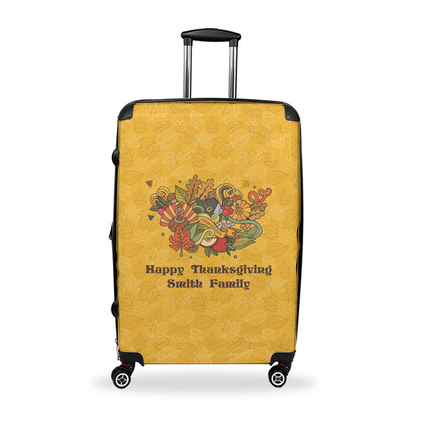 Custom Happy Thanksgiving Suitcase - 28" Large - Checked w/ Name or Text