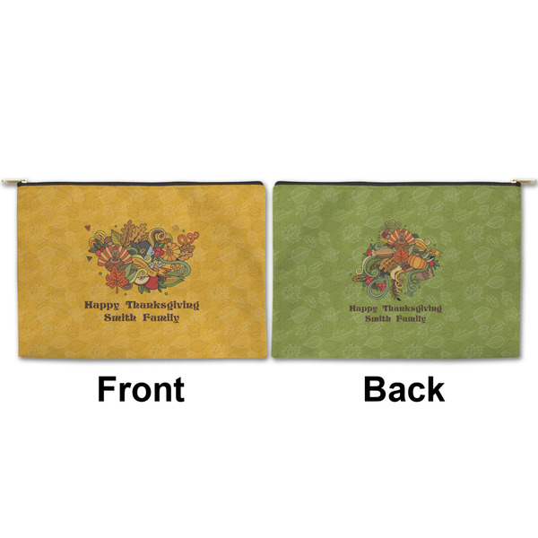Happy Thanksgiving Large Zipper Pouch Approval (Front and Back)
