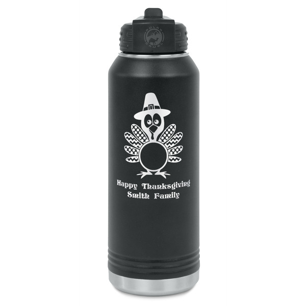 Custom Happy Thanksgiving Water Bottles - Laser Engraved - Front & Back (Personalized)