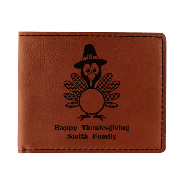 Custom Happy Thanksgiving Leatherette Bifold Wallet (Personalized)